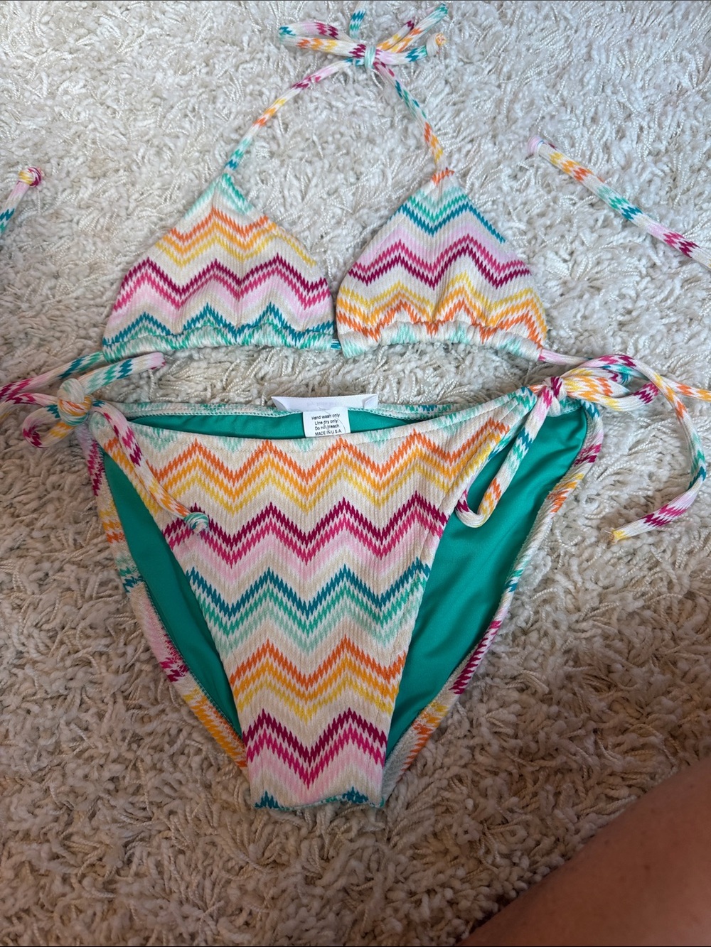 Girls Multicolor Chevron Tie-Side Bikini - Kids Swim